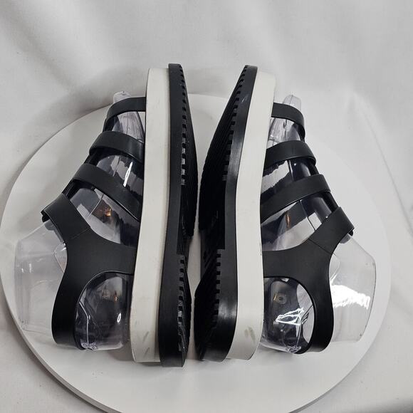 Melissa Flox III Women's Shoes Size 7 Jelly Flat Black/White Platform Sandals - Picture 4 of 8